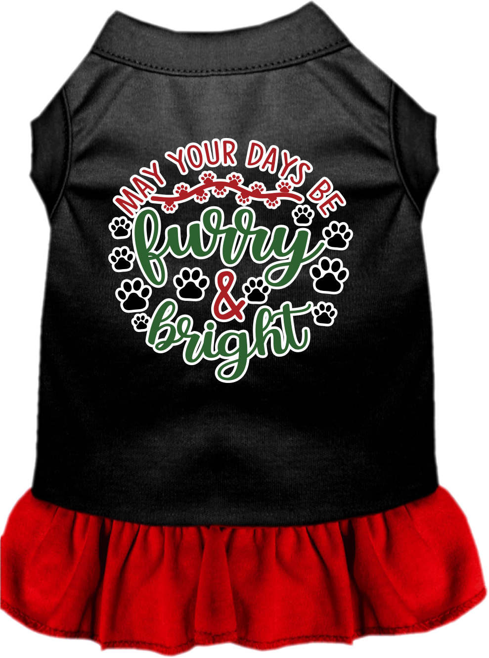 Furry and Bright Screen Print Dog Dress Black with Red Size XXXL